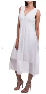 GIGI MODA BEATRICE IVORY SILK DRESS JERSEY LINING SLEEVELESS OFF WHITE O/S - Picture 1 of 6