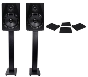Pair Rockville APM8B 8" 2-Way 500 Watt Powered USB Studio Monitors+Stands+Pads - Picture 1 of 11