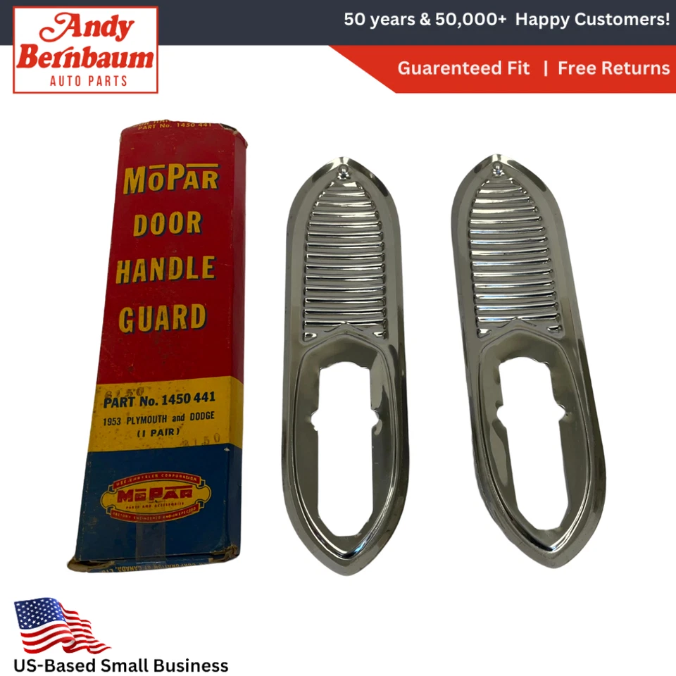Dodge Plymouth 1953 protector de manija de puerta bisel cromado cubierta par 1450441 nuevo en stock Foto 1 de 4