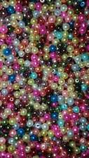 200 x 4mm MIXED COLOUR GLASS FAUX PEARL BEADS - RANDOM ASSORTED COLOUR MIX