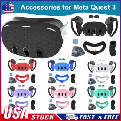 Juego de accesorios de 7 piezas cubierta facial cubierta de lente VR cubierta protectora para Meta Quest 3 Foto 1 de 4