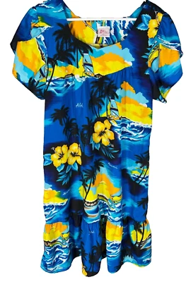 Vintage Hawaiian Floral Print Dress By Kalena Fashions Size Large Midi Colorful - Image 1 of 4