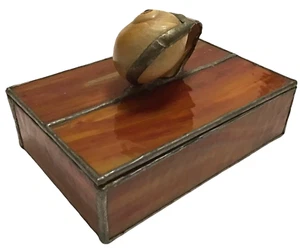 Vintage Bunt Schlacke Glas Schmuck aufklappbar Schmuckschatulle Muschel auf der Oberseite 6"x4" - Bild 1 von 7