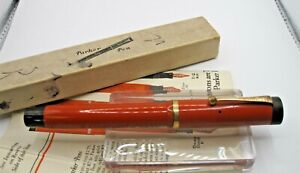 Vintage Parker Duofold Oversize Fountain Pen Orange Lucky Curve Nib Box