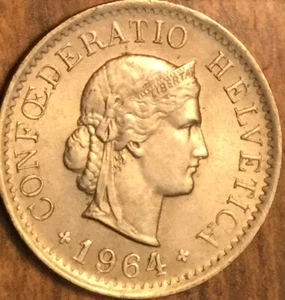 1964 SWITZERLAND 5 RAPPEN COIN - Picture 1 of 2