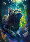 Trippy Underwater Cat PREMIUM POSTER FILM PRINT HIGH QUALITY Thick paper