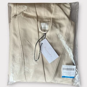 Line And Dot Unisex Waffle Knit Robe Khaki Beige Waist Tie L/XL New In Package - Picture 1 of 4