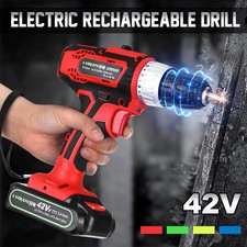 42V Cordless Rechargeable Battery Electric Drill Impact Screwdriver 18+1 Torque