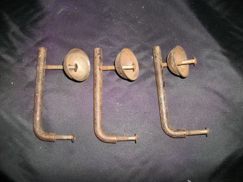 Set of 3 Antique Dresser Pulls with Round Back Plate - 8 Cover
