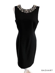 Ellen Tracy schwarzes Kleid Größe 8 Perlenausschnitt - Bild 1 von 6