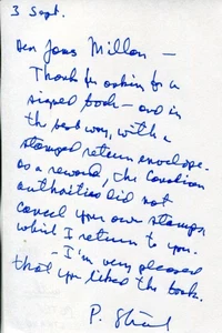 Peter Straub The Talisman Ghost Story Julia Horror Author Signed Autograph Note - Picture 1 of 1