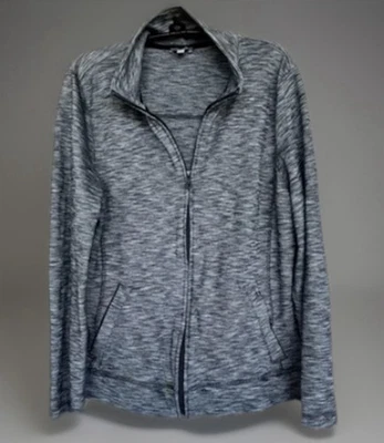 Jaqueta Athleisure T by Talbots Manga Longa Zíper Completo Algodão Urze Cinza Grande - Imagem 1 de 4