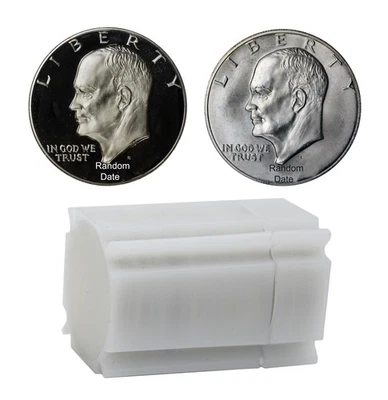 1971-1976 Eisenhower Dollar Proof ou BU Roll, Aleatório - 40% Prata (20 Moedas) - Imagem 1 de 4