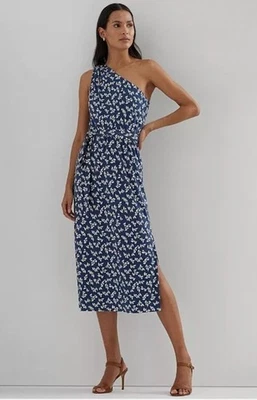 Nuevo con etiquetas Vestido Lauren Ralph Lauren Mujer Floral Cinturón Jersey Un Hombro Talla 16 $185 Foto 1 de 4