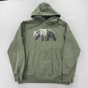 North Face Hoodie Mens Medium Green Bear Graphic Pullover Sweatshirt Outdoors - Picture 1 of 7