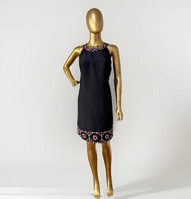 Novo com etiquetas Kate Spade mosaico $448 vestido preto enfeitado tamanho 12 coquetel - Imagem 1 de 4