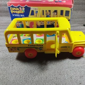 Vintage Fisher Price Schulbus mit Box #192 Little People gelb Made USA - Bild 1 von 7