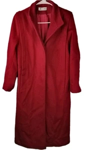 Vintage Forecaster of Boston Red 100% Wool Trench Coat Women's 7/8 Long Jacket - Picture 1 of 15