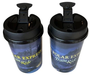 2er Set Polar Express Zugfahrt 14 Unzen Trinkbecher Trinkbecher mit Deckel 5,5" hoch - Bild 1 von 10