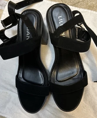 Liliana Women's Black square toe chunky heel Straps shoes Size 8 NEW - Image 1 of 3