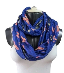 Bufanda infinita con estampado de mariposa azul lazo ligero vibrante poliéster arrugado - Imagen 1 de 8