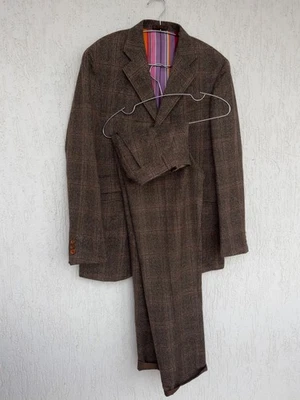 Traje de hombre ETRO Milano 38 EE. UU./Reino Unido 48it lana y seda marrón a rayas hecho en Italia Foto 1 de 4
