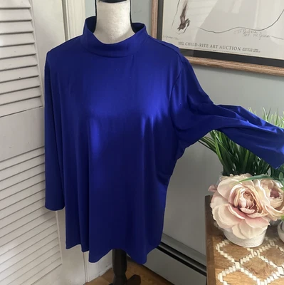 SUSAN GRAVER туника женщин синий 2 X насмешливый шеи жидкость трикотажа повседневный путешествий расслабленный - Изображение 1 из 4