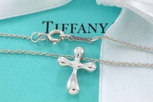 Tiffany & Co. Elsa Peretti Silber kleine Blase Kreuz Anhänger 16" Halskette - Bild 1 von 10