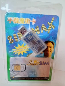 Sim Max Super SIM Card Cell Phone Backup Card New In Package Card Adapter CD  - Picture 1 of 3