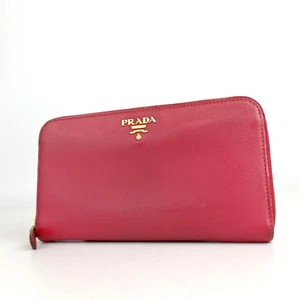 Authentic PRADA Logo Saffiano Zip Around purse leather[Used] - Picture 1 of 19
