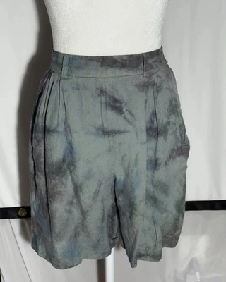 Pantalones Cortos Banana Republic Lino Bolsillos Mujeres 6 Verde Salvia Tie Dye Batik Festival  Foto 1 de 4