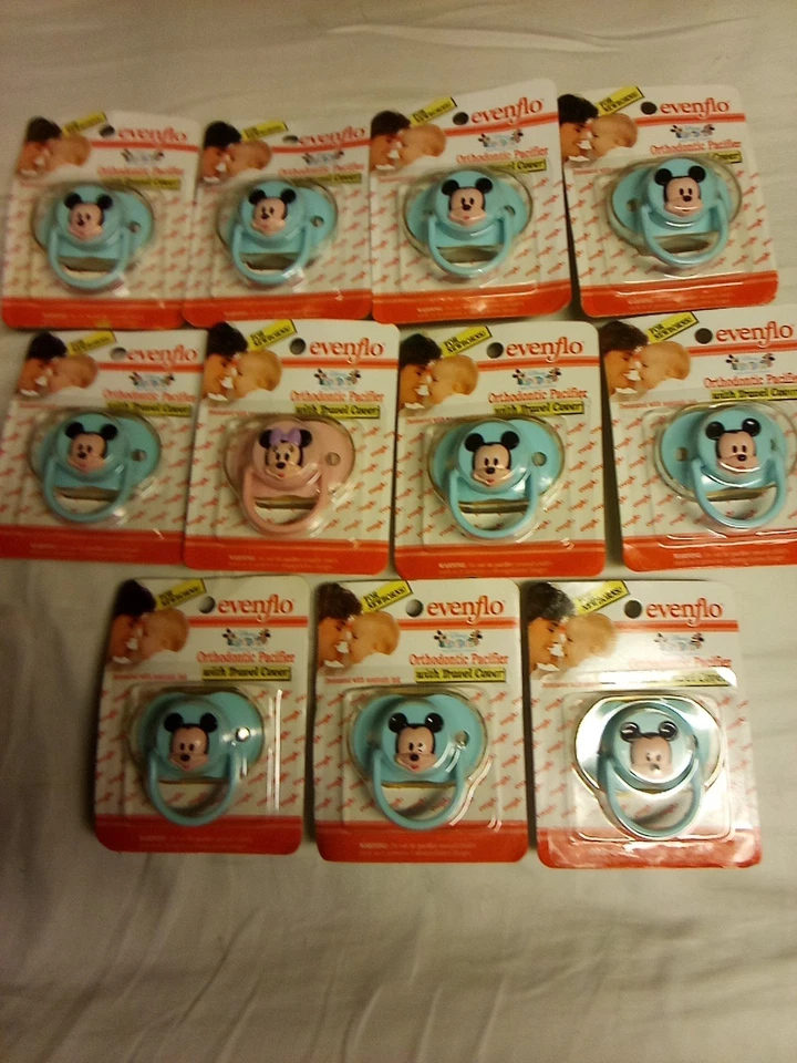 Lote De 11 Chupetes Ortodoncia Evenflo Bebés Disney Mickey Mouse De Colección, 1993 Foto 1 de 4