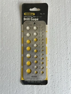 General Tools - Drill Gages Fractional Size - 1/16" - 1/2" by 64th - [No. 14] - Image 1 of 3