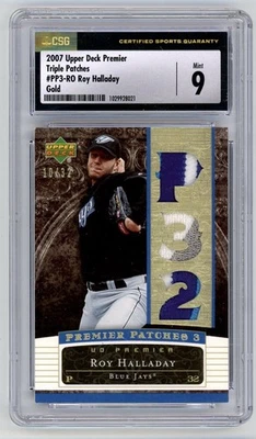 2007 Upper Deck Premier Roy Halladay Triple Game Used Prime Patch Gold /32 CSG 9 - Image 1 of 2