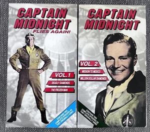Vtg Captain Midnight VHS Vol 1 & 2 Science Fiction Rare Set Of 2 - Picture 1 of 6