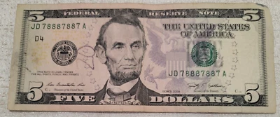 2009 $5 fancy serial number *78887887 - Image 1 of 2
