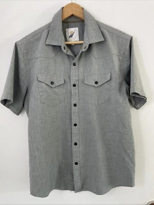 Fundamental Coast Shirt Grey Mens Size Small Short Sleeve Snap Pockets - Image 1 of 4