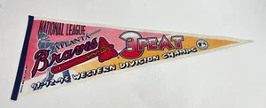 MLB Atlanta Braves Vintage 91-92-93 3 Peat Western Division Champs Logo Pennant - Picture 1 of 5