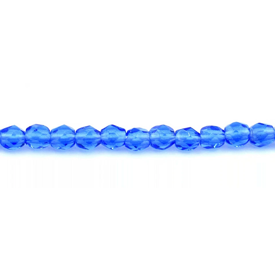 Dark Sapphire Blue Transparent - 50 3mm Round Fire Polish Czech Glass Beads - Image 1 of 1