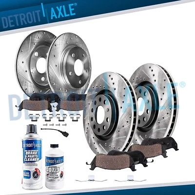 Front & Rear Drilled Rotors + Ceramic Brake Pads for 2005 - 2009 Audi A4 Quattro - Image 1 of 4