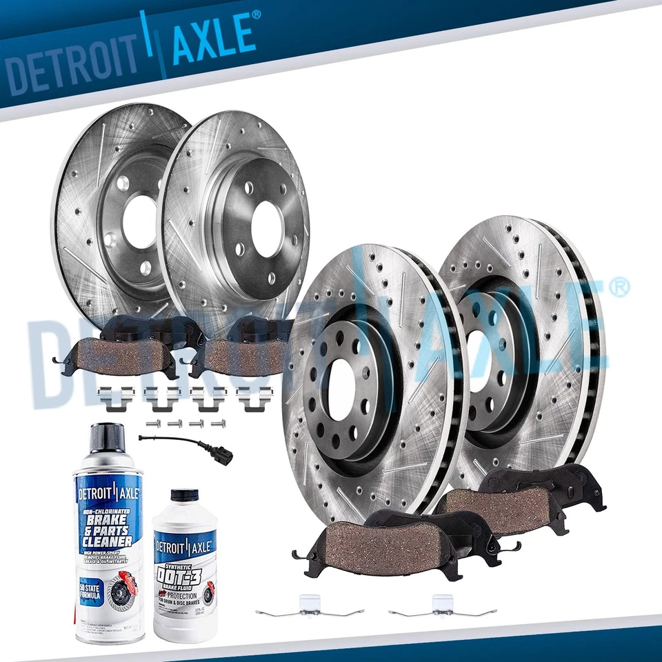 Front & Rear Drilled Rotors + Ceramic Brake Pads for 2005 - 2009 Audi A4 Quattro - Image 1 of 4
