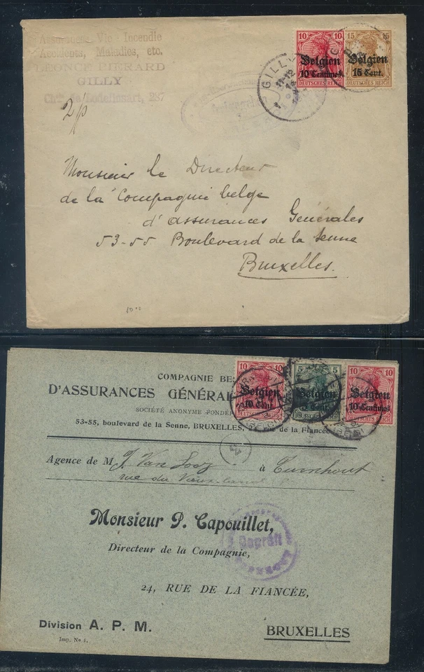 Belgium   German  occupation  multiple franking 2 covers  - Image 1 of 1