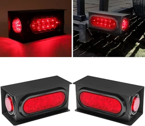 Trailer Lights Welded Mount Steel Boxes Housing Kit W/6 Inch LED Oval Tail Light - Picture 1 of 6