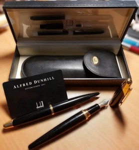 Dunhill AD2000 Fountain Pen & Ballpoint Set, 18k M Nib, Boxed, Leather Pouch - Picture 1 of 11
