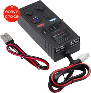 Mini Power Distribution 12V Battery Box 50A Anderson USB Cig Sockets Camping RV - Picture 1 of 12