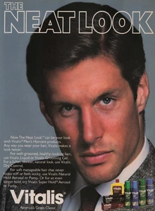 1986 Vintage Print Ad Vitalis The Neat Look Men's Haircare Liquid Grooming Gel - Bild 1 von 2