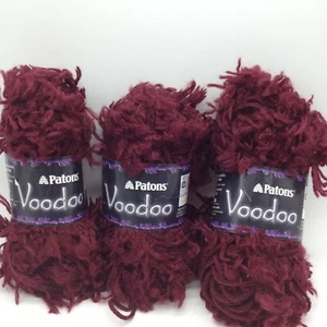 3 Skeins Patons Voodoo Yarns, Ruby Color,  (All Same Dye Lot) 1.75 OZ EACH - Picture 1 of 5