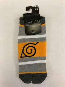Bioworld Naruto Shippuden Orange Gray Leaf Ninja No-Show Anime Socks 9-11 - Picture 1 of 2