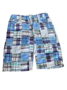 Gap Kids VTG Y2k Madras Patchwork Plaid Shorts Bermuda Long Preppy Adj Waist 14 - Picture 1 of 5