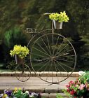 Old Fashioned Big Wheel Bicycle Shelf Plant Planter Stand Outdoor Garden Statue